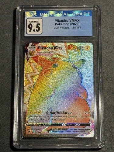 Pokemon Vivid Voltage Pikachu VMAX secret rare rainbow 188/185 CGC 9.5