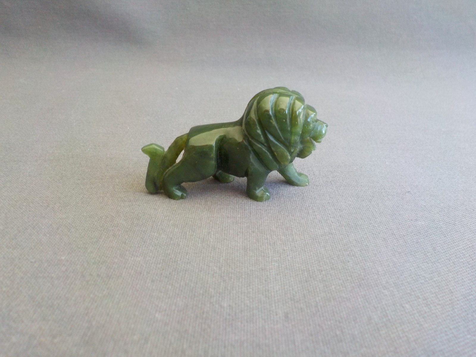 Green Carved Stone Lion Figurine 1 x 2.25 " Animal Extra Small