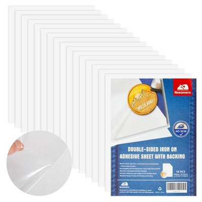 Double Sided Iron-On Adhesive Sheets, 16 PCS 8.2''X11.8'', Heavy Duty with Backing
