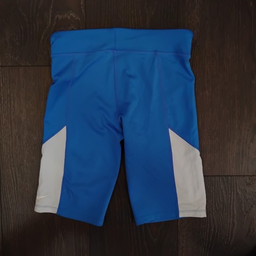 Nike Girls Tight Fit Training Shorts, Dri Fit Blue/White, Size Large - Picture 2 of 4