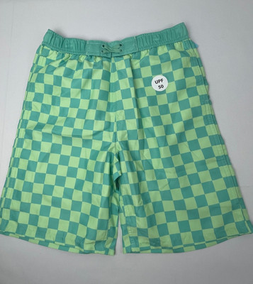 NWT Boys Wurl Swimwear swim shorts 6/7 8/10 12/14 16 lime sea foam checkered