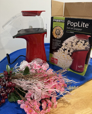 Presto PopLite 04863 Hot Air Electric Popcorn Maker Red Easy Clean Removable Top