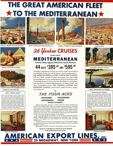 1938 American Export Lines Cruises To Mediterranean Ports Vintage Print Ad