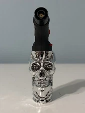 Smokezilla 4” XXL 3D Refillable Skull Torch Gun Lighter Lockable - Silver