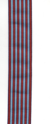 5 Meter unbekanntes Band - rot & hellblau dünne Streifen, 40mm breit, Made by TKS