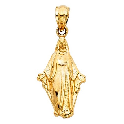 14k Yellow Gold Blessed Virgin Saint Mary Promise Medal Pendant Holiness Charm