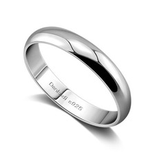 925 Sterling Silver Dome High Polish Comfort Fit Plain Ring Classic Wedding Band