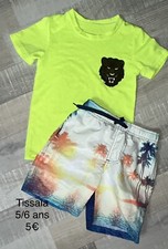 TISSAIA 5 ANS GARÇON / SHORT DE BAIN  MOTIF TROPICAL Et T Shirt