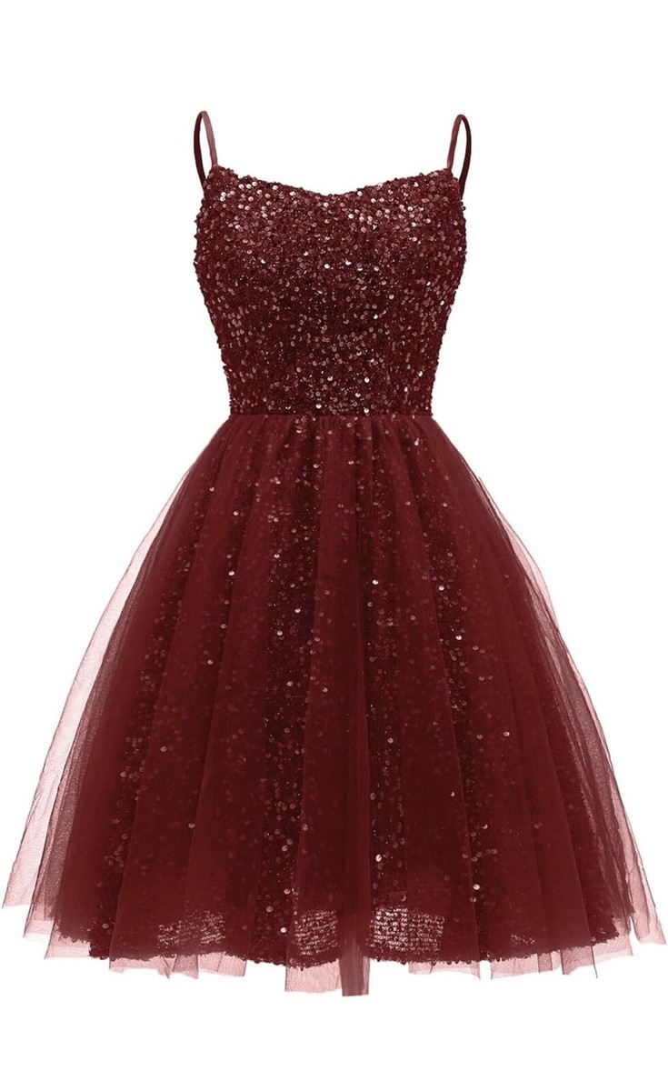 slim fit dress slacks Sexy Short Sequin Homecoming Dress with Strappy Back Coral / 4 main image 0