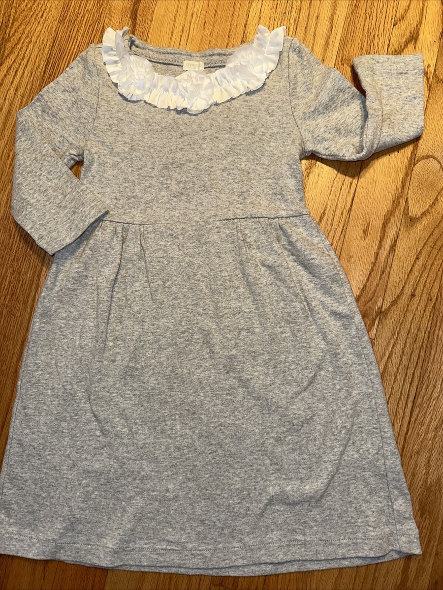 j crew grey dress GIRLS J. CREW CREWCUTS LONG SLEEVE GREY DRESS WHITE COLLAR SZ 5?