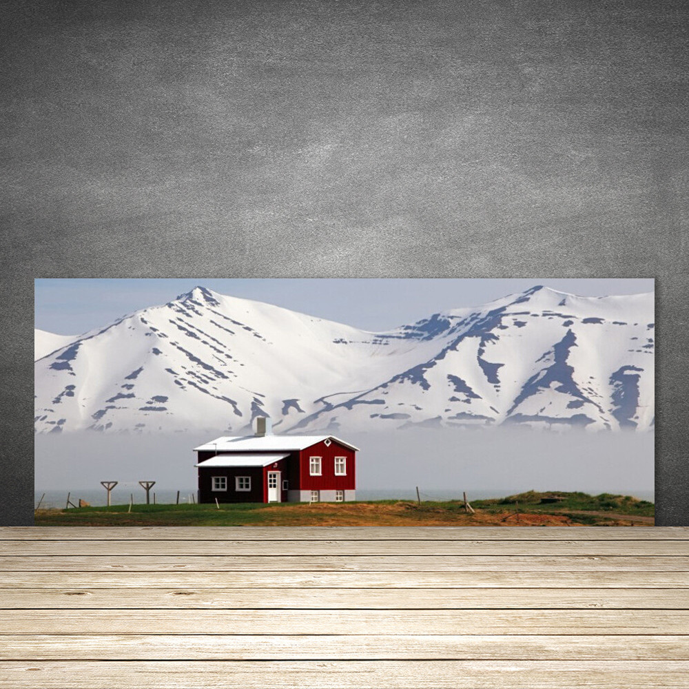 Crédence en verre de cuisine 125x50 lavable et résistante aux projections montagne