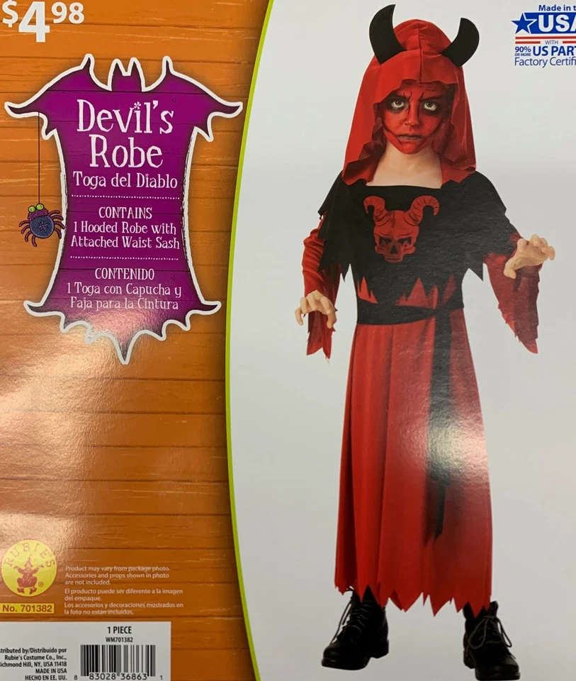 Devil's Robe Costume Boy's Med 1 Piece Size M 8-10 (LOC TUB L-24) - Image 3 of 3