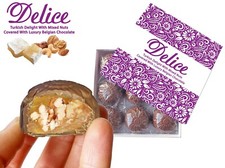 Delice Turkish Delight with Nuts or Pistachio Covered with Belgian Chocolate