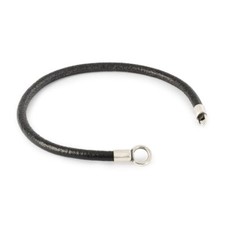 MODA Trollbeads Bracciale in Pelle e Argento Nero 20 cm TLEBR-00084