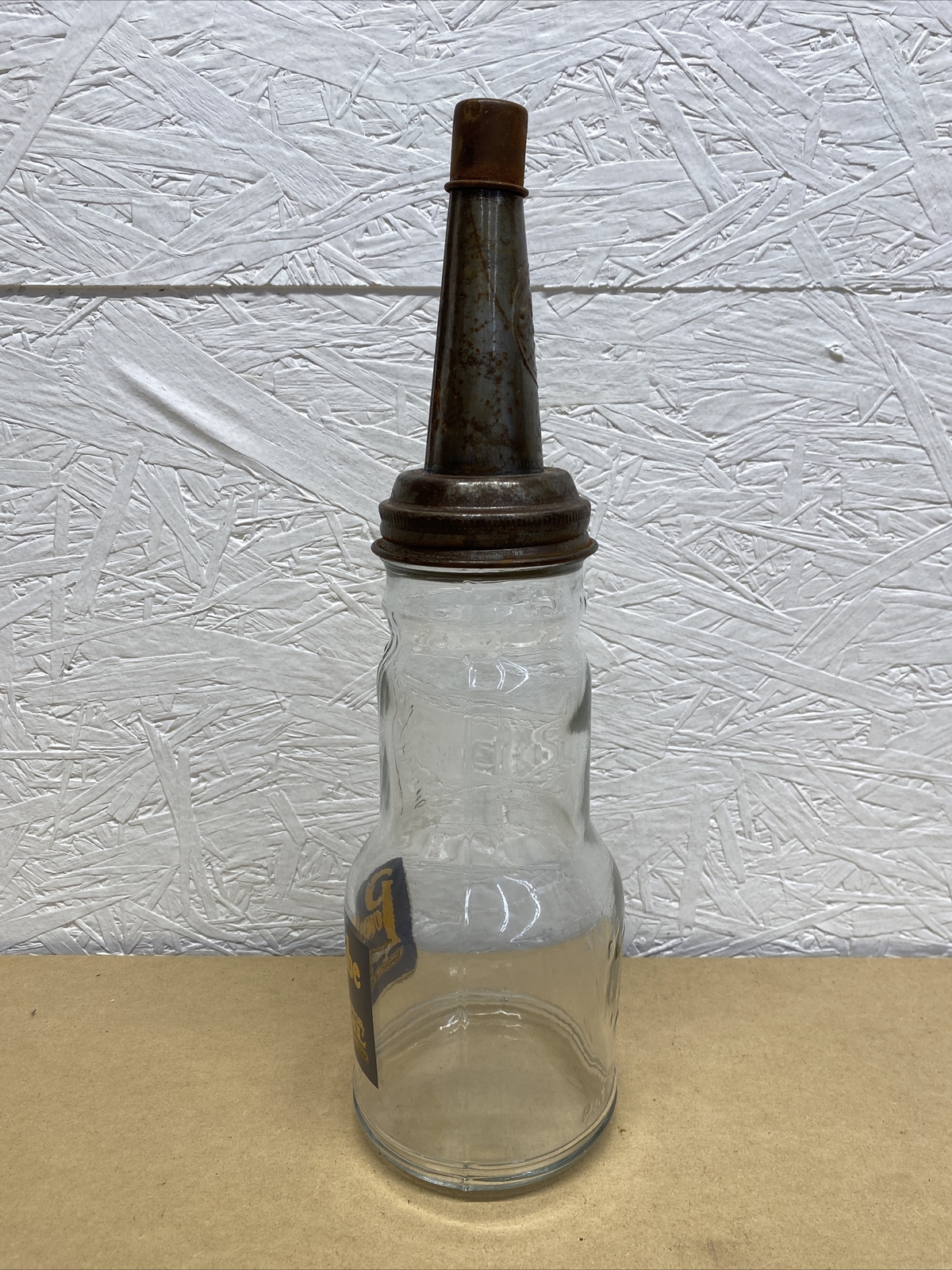 Power lube Motor Oil Bottle Spout Cap Glass Vintage Style Gas Station ...