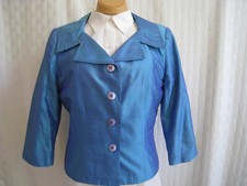 Kelly Graham Usa Blue Shimmer 100% Silk Jacket Women Size 10 Nice