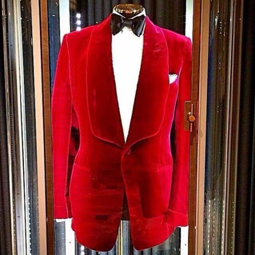 Mens Red Velvet Tuxedo Jacket Handmade 