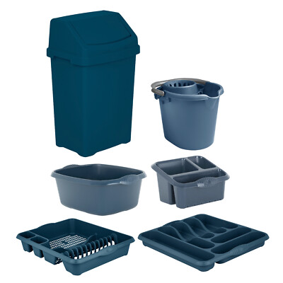 25L Mülleimer 39 cm Schüssel großer Geschirrspüler Besteck Tablett Spüle ordentlich 16L Mop Eimer - Marineblau
