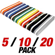 Martial Arts Belt with White Stripe 1.5" Wide Karate Taekwondo Double Wrap Belts