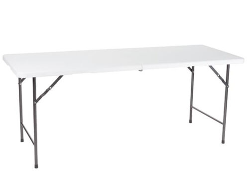 Klappbarer Gartentisch weiß 180 x 70cm stabile robuste Partytische Campingtische - Bild 1 von 5