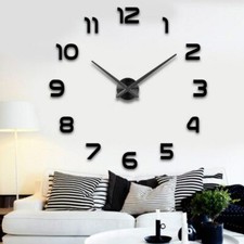 Wanduhr Groß A142 3D Wand Uhr Ziffern XL XXL Schwarz Spiegeluhr 80cm - 120cm