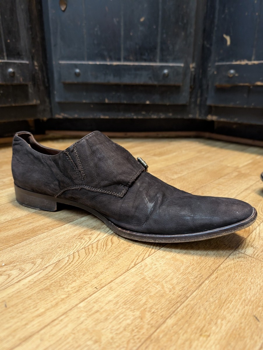 Donald Pliner Belen Double Monk Strap Shoes Brown Suede Mens  display picture 1