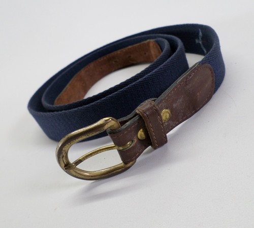 Duck Belt 42 Hunting Surcingle Leather Trim Embroidered Navy Blue Vtg - Picture 6 of 10