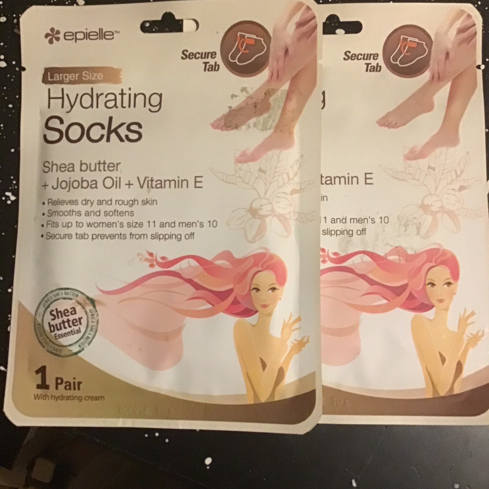 (2) Hydrating Socks Foot Spa Home Treatment Shea Butter +Jojoba Oil+Vitamin E