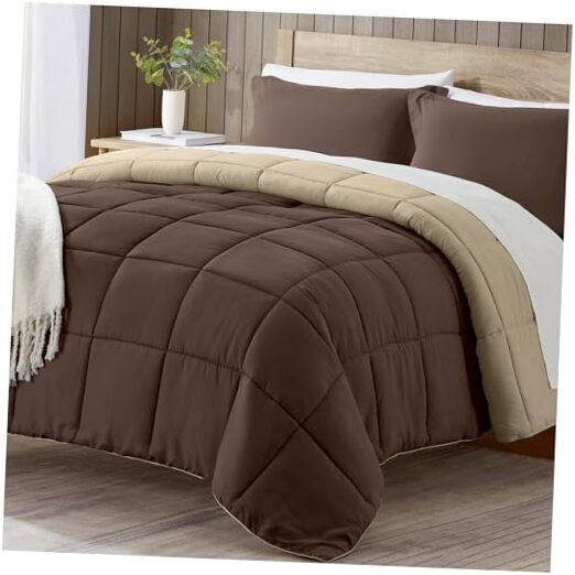 Comforter Set Brown, Lightweight Comforters Size Bed, Full Brown/Light Brown-image
