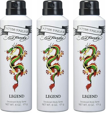 LEGEND TATTOO PARLOUR by ED HARDY Deodorant Body Spray Men 6 oz NEW *PACK OF 3**