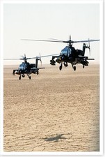 Photo 8 x 12 hélicoptères armés AH-64A Apache opération bouclier désert