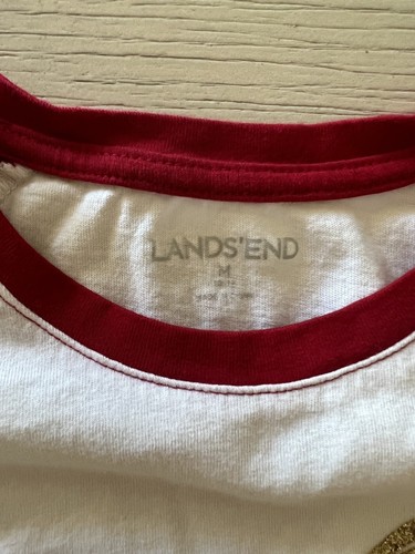 EUC Lands' End Girls Size Medium (10-12) T-shirt Red White Gold Heart - Picture 2 of 4