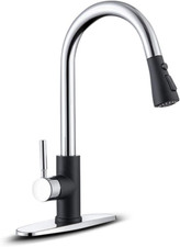 Stylish Black  Chrome Pull-Down Kitchen Faucet with Sprayer, Single Handle