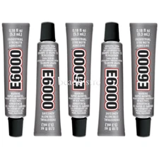 E6000 Glue Mini .18 fl oz Small Tubes Industrial Strength Adhesive (5 Tubes)