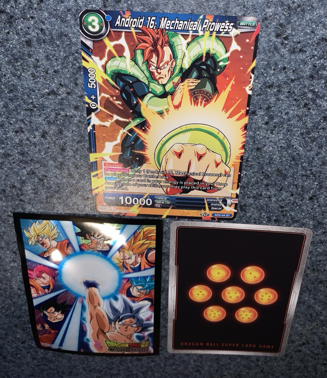 Dragon Ball Super XD2-04 ST Android 16 Mechanical Prowess Rare Card with +2 Bonuses