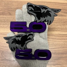 Coyote Badges Emblem Sleek Stealth Purple eye for 5.0 Fender Angry Agressive