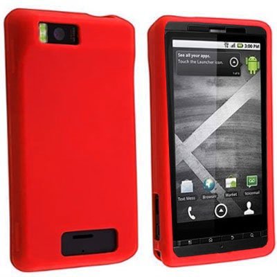 Silicone Skin Case for Motorola Droid X - Red