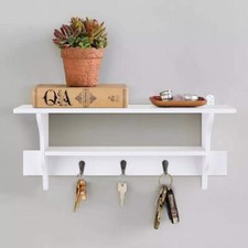 Floating Wall Mount Shelves Clothes Hook Rack Key Storage BagHanger Holder Unit