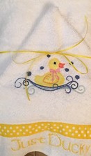 Embroidered Hooded Bath Towel - Just Ducky-size NB-3 - LAST ONE 