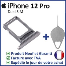 TIROIR CARTE SIM DUAL DE L'IPHONE 12 PRO NOIR AVEC JOINT ÉTANCHE + OUTIL