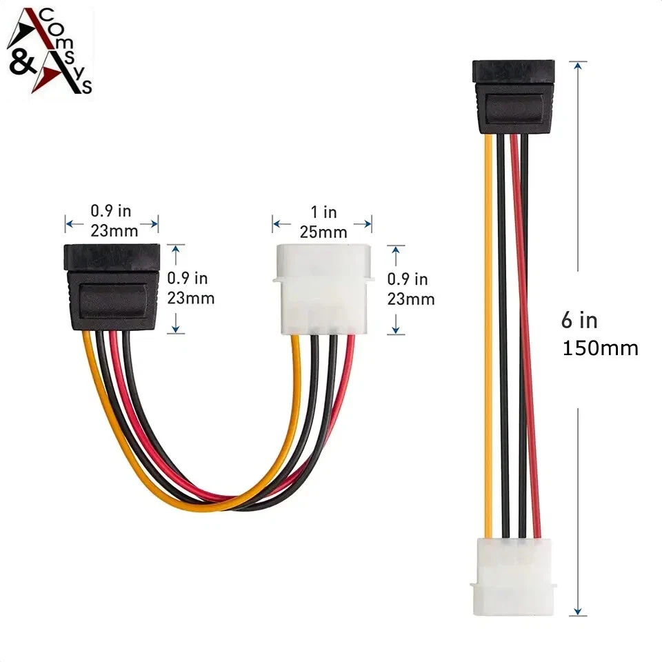 15cm IDE auf SATA Stromkabel / Adapter 4Pin Molex zu 15Pin S-ATA #ITS - Bild 3 von 4