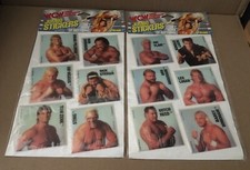 Vintage 1991 Set of 2 Larami WCW Jumbo Sticker Packs Luger Steiner Flair Sting