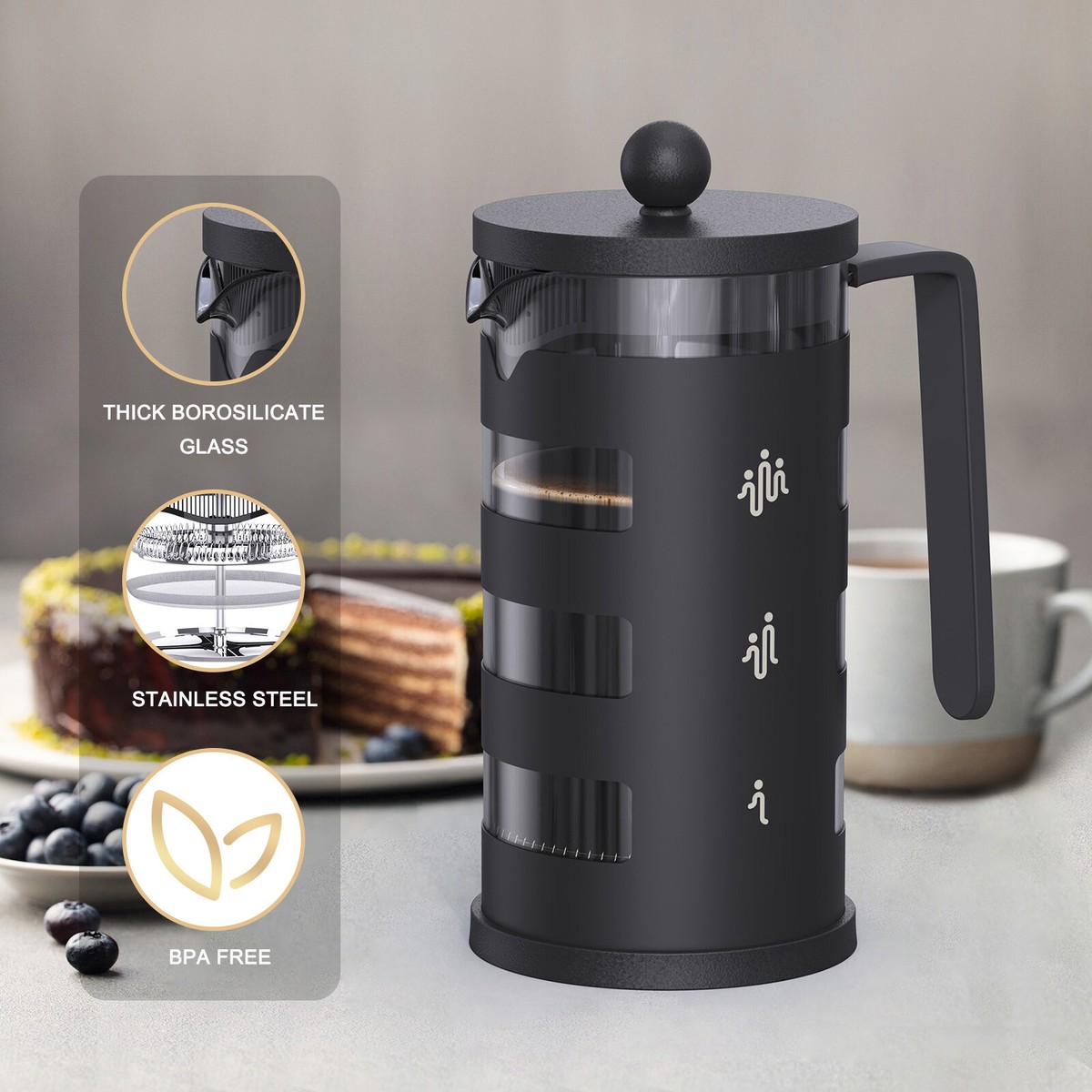 RAINBEAN French Press Kaffeebereiter – 350 Ml Aus Borosilikatglas & Edelstahlfilter
