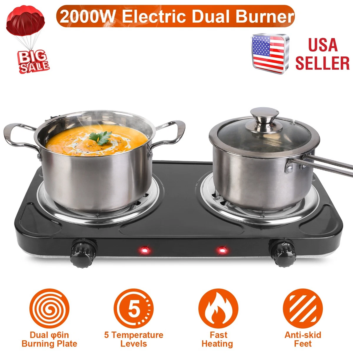 Single/Dual Electric Stove Burner Travel Compact Small Hot Plate Dorm  Portable | eBay