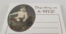 Magnetic Notepad w/ Baby in Cherries - These Chores are the Pits - Leanin Tree
