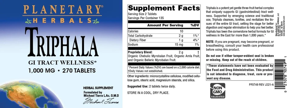 Triphala Herbal Supplement 270 Count Gentle Colon Cleanse and Detox Benefits - Изображение 4 из 4