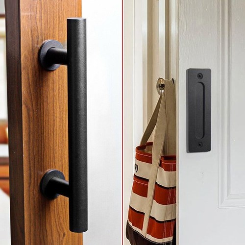 12" Sliding Barn Door Handle Pull Flush Hardware Set Iron for Garages Furniture - Picture 5 of 10