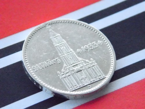 GERMAN 2 REICHSMARK 1934 D Potsdam CHURCH SWASTIKA Date Silver Coin 3RD WW2 Mark - Picture 3 of 7