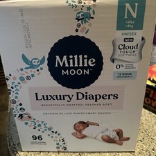 Millie Moon Luxury Disposable Baby Diapers - Newborn - 60 Ct