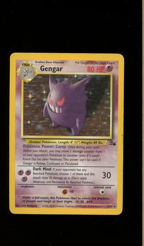 1999 POKEMON FOSSIL UNLIMITED HOLO GENGAR 5/62 MP-HP
